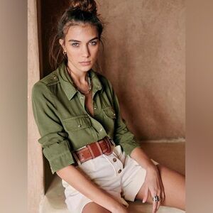Sezane Davina Shirt, Khaki. Size 36